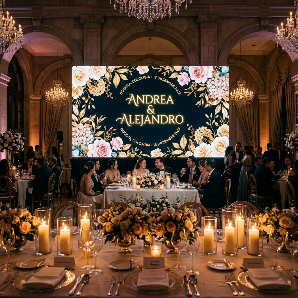 Backdrop de pantalla LED para bodas en Bogotá