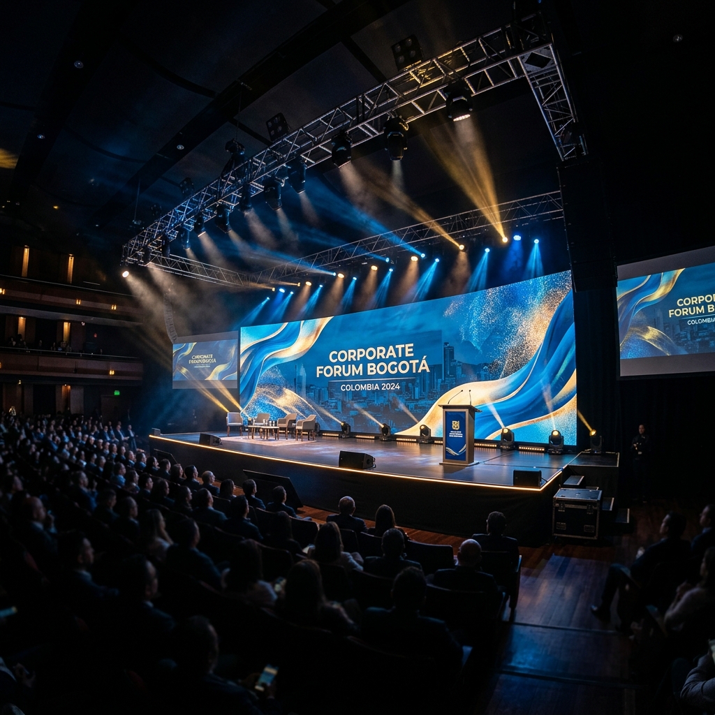 Montaje de escenario profesional para evento en Bogotá