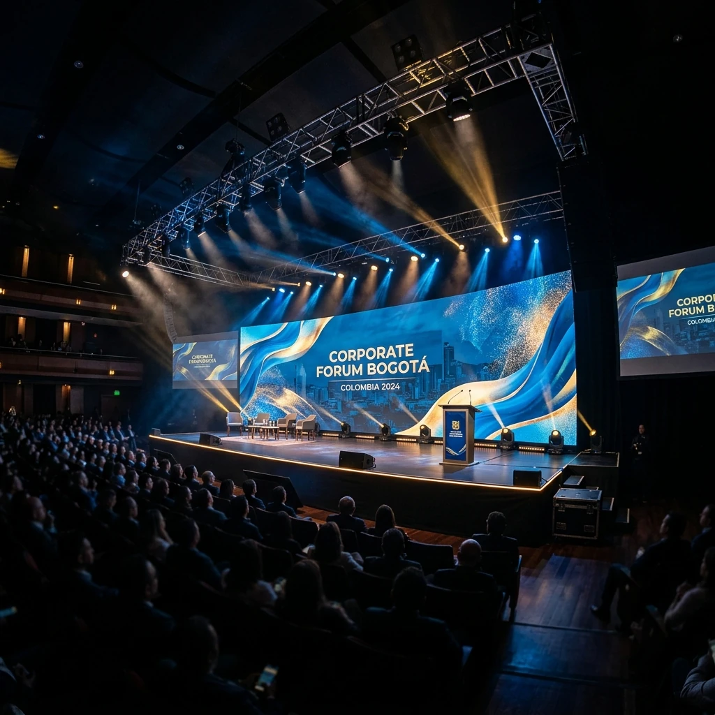 Montaje de escenario profesional para evento en Bogotá