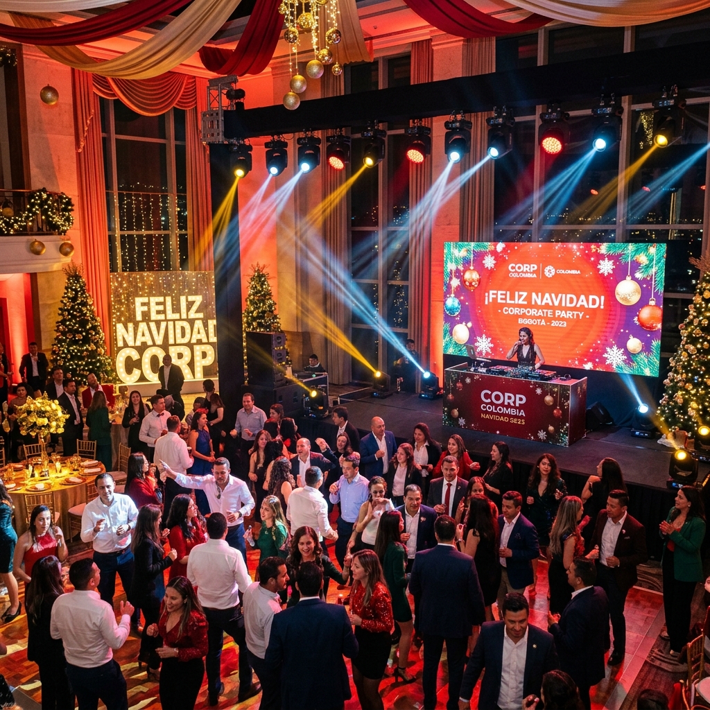 Producción de fiesta de navidad corporativa en Bogotá