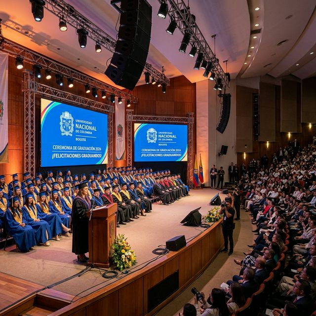 Producción técnica para ceremonia de grados universitarios en Bogotá