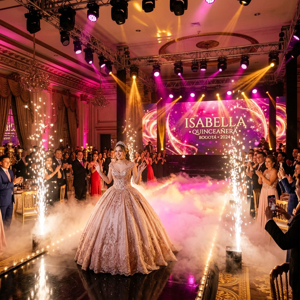 Producción técnica para quinceañeros en Bogotá: luces, sonido y efectos especiales