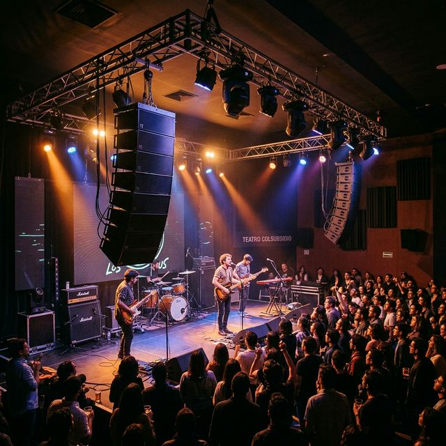 Sistema de sonido Line Array en concierto pequeño en Bogotá