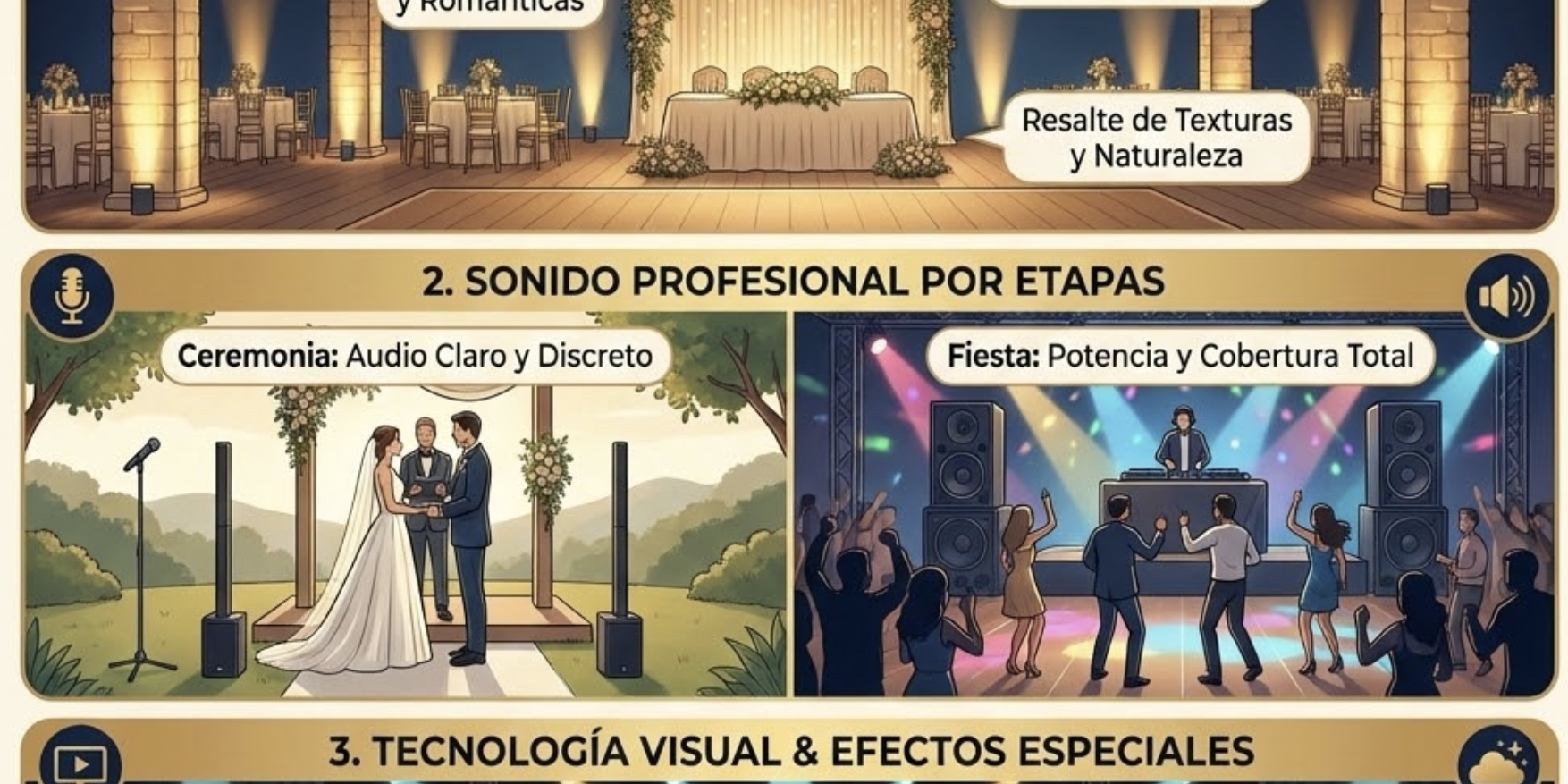 Producción técnica, sonido e iluminación para matrimonios en Bogotá por Aural Eventos Producción técnica, sonido e iluminación para matrimonios en Bogotá por Aural Eventos